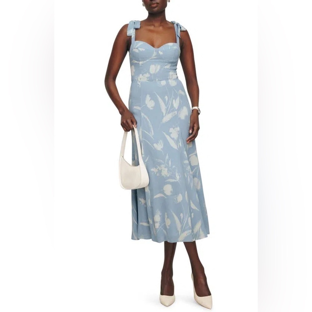 NEW Reformation Nadira Tie Strap Sweetheart Floral Midi Size 2 B3144